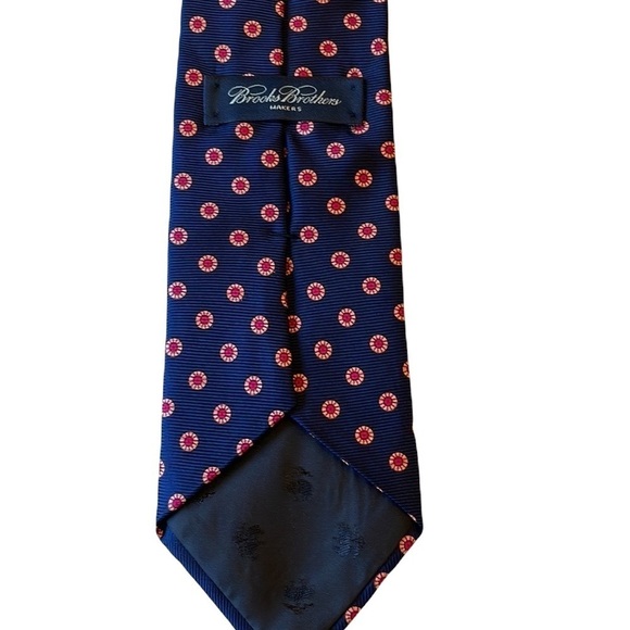 Brooks Brothers Patterned Silk Tie Navy - Picture 2 of 4
